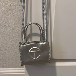 Telfar Silver Mini Bag with Geometric Logo